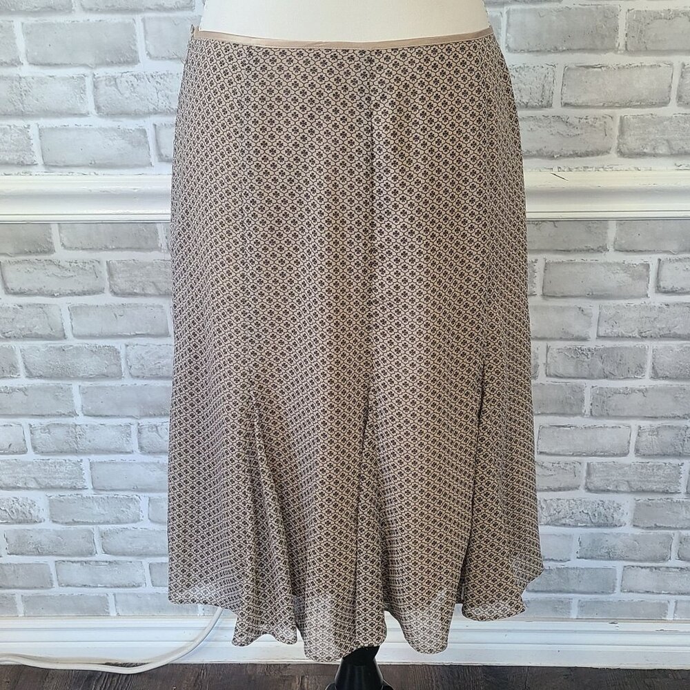 Nicole Miller Ruffle Swing Skirt Satin Lined Classic Career Office Womens 6